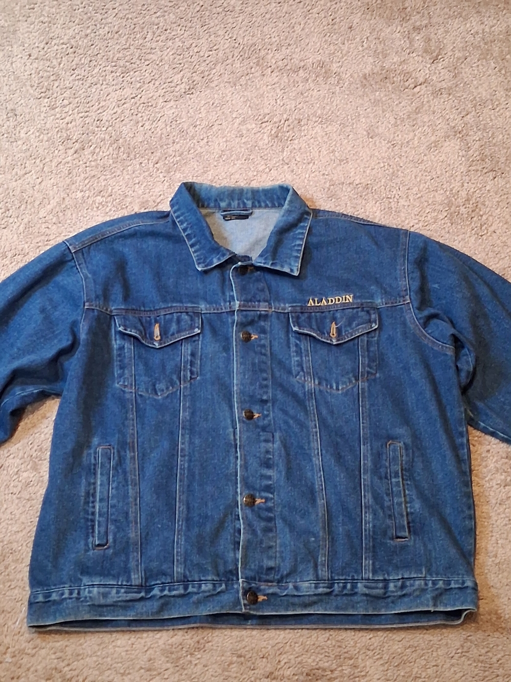 Vintage Las Vegas Casino Blue Denim Jacket with 'Aladdin' Embroidery